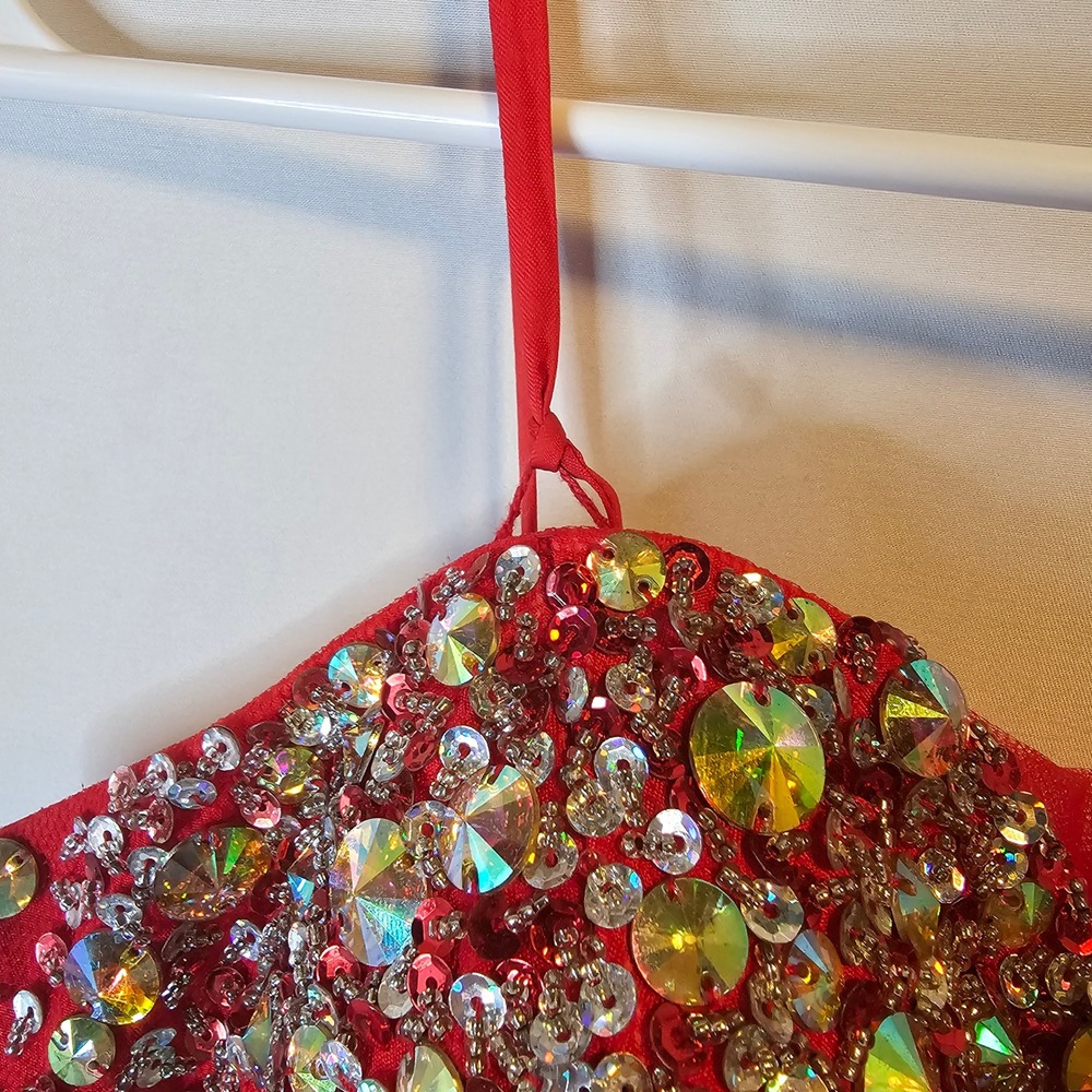 Terani Couture Rhinestone Tulle Cocktail Dress Womens Red Homecoming Prom Glam 0 - Picture 5 of 13